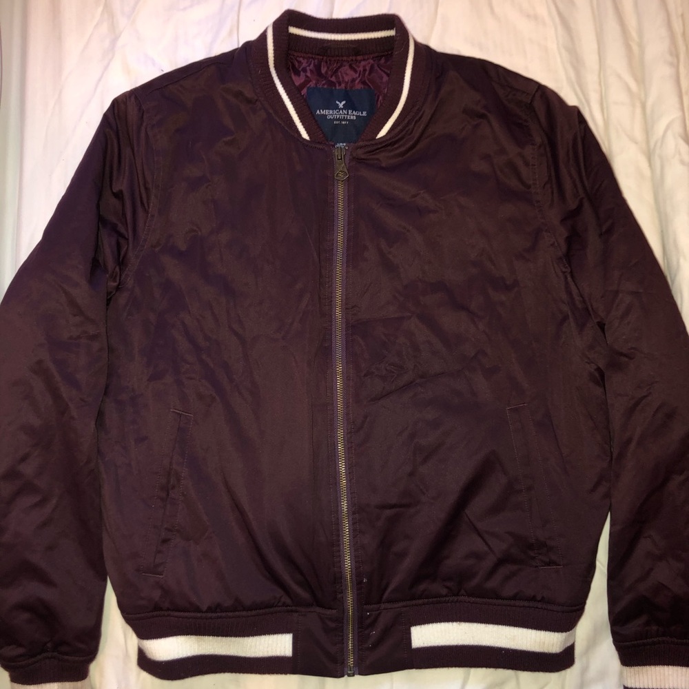 Burgundy bomber jacket